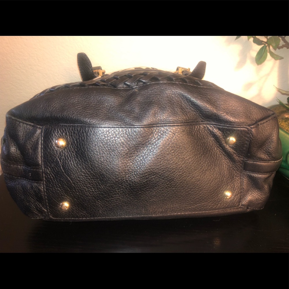 Michael Kors Black Monogram Satchel with back leather accent. - Picture 3 of 9